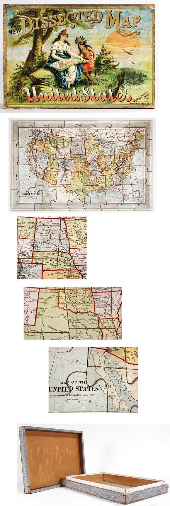 1887 McLoughlin Bros., New Dissected Map of the United States